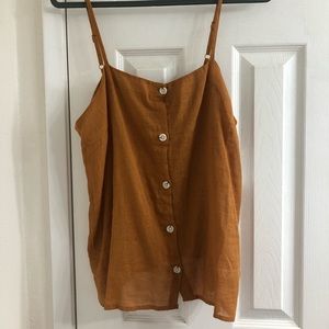 Mustard Yellow Linen Button-Down Camisole